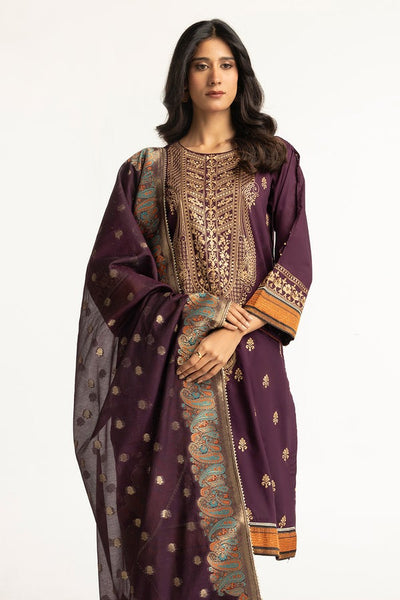 Lawn Embroidered Purple Stitched Suit - Gul Ahmed