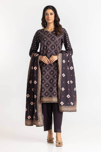 Khaddar Black Stitched Suit - Gul Ahmed