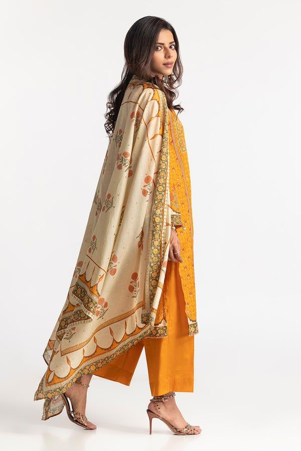Lawn Mustard Stitched Suit - Gul Ahmed