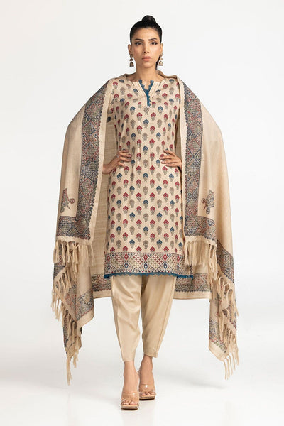 Linen Beige Stitched Suit - Gul Ahmed