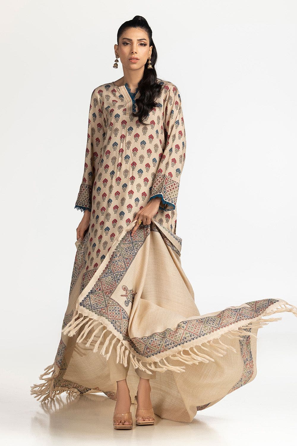 Linen Beige Stitched Suit - Gul Ahmed