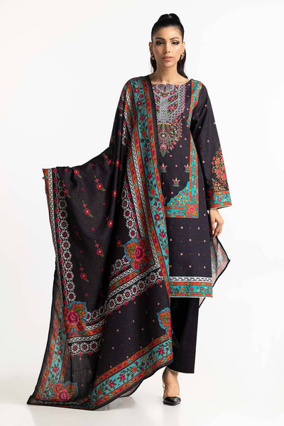 Khaddar Black Stitched Suit - Gul Ahmed