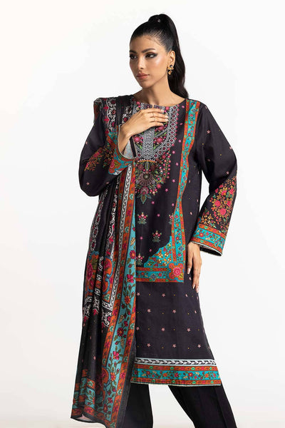 Khaddar Black Stitched Suit - Gul Ahmed