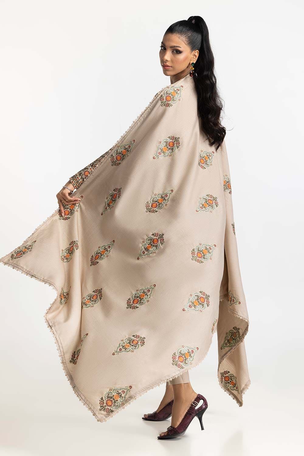 Acrylic Beige Stitched Suit - Gul Ahmed