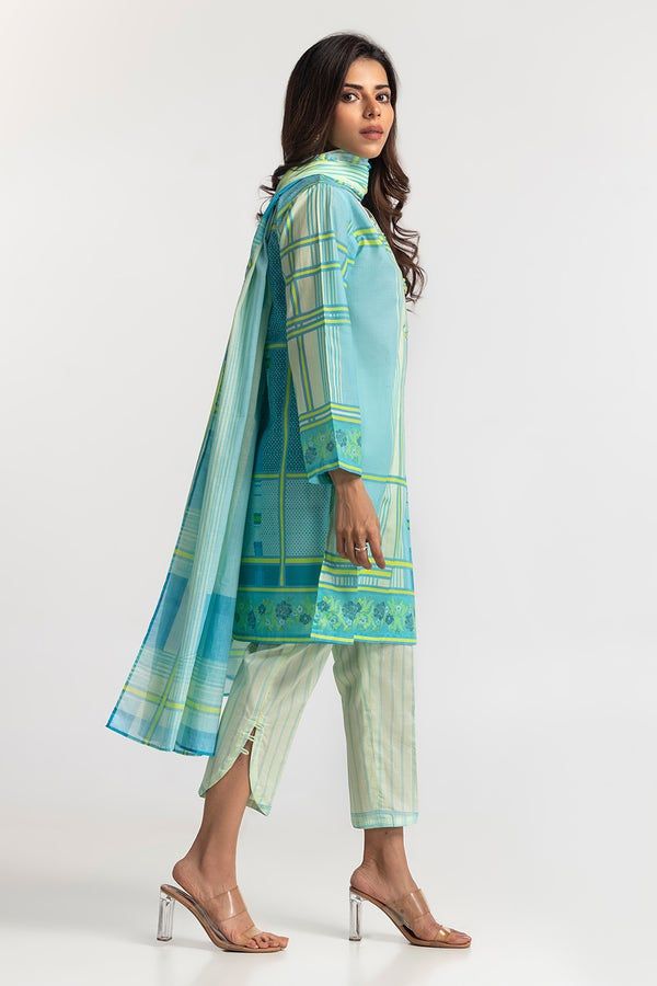 Lawn Sky Blue Stitched Suit - Gul Ahmed
