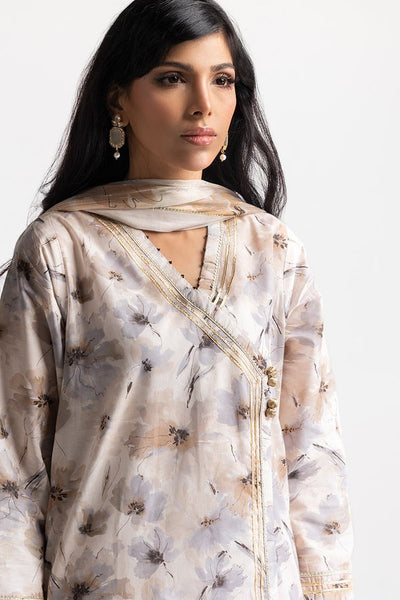 Lawn Printed Off White Stitched Suit - Gul Ahmed