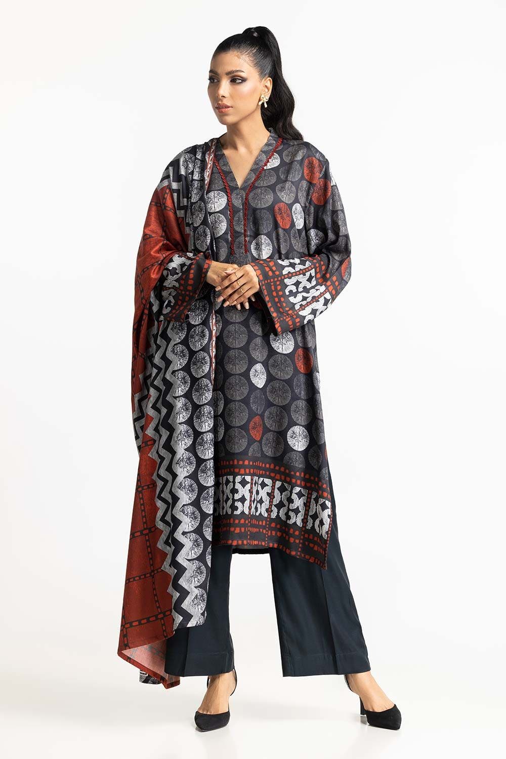 Cotail Black Stitched Suit - Gul Ahmed