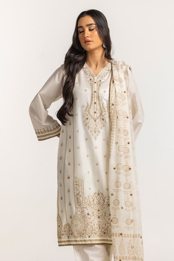 Lawn Off White Stitched Suit - Gul Ahmed