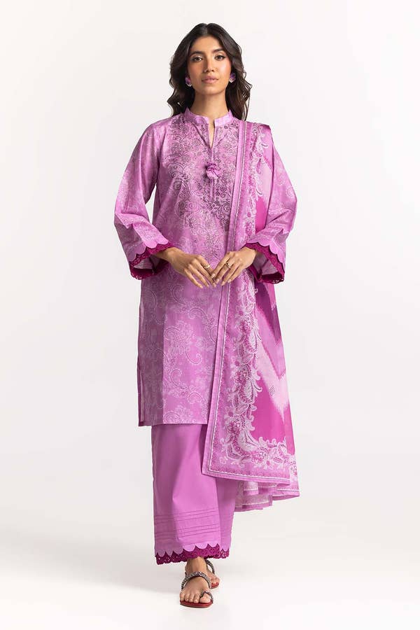 Lawn Printed With Diamantes Pink Stitched Suit - Gul Ahmed