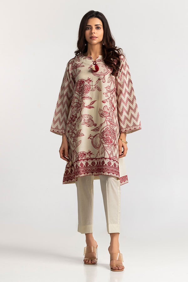 Lawn Beige Stitched Suit - Gul Ahmed