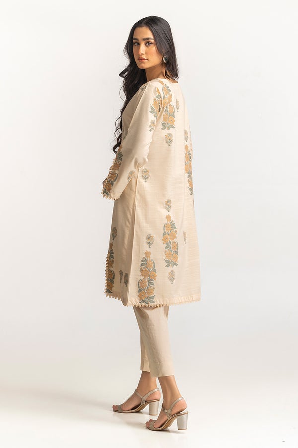 Jacquard Beige Stitched Suit - Gul Ahmed