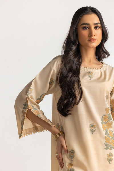 Jacquard Beige Stitched Suit - Gul Ahmed