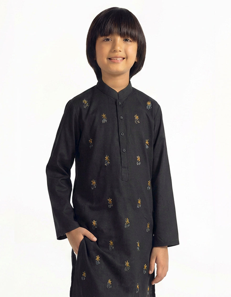 Cotton Black Kurta - J. Junaid Jamshed