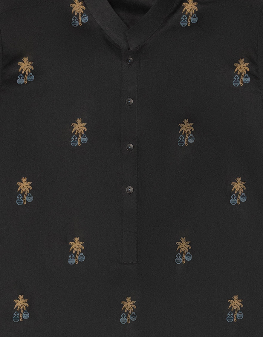 Cotton Black Kurta - J. Junaid Jamshed