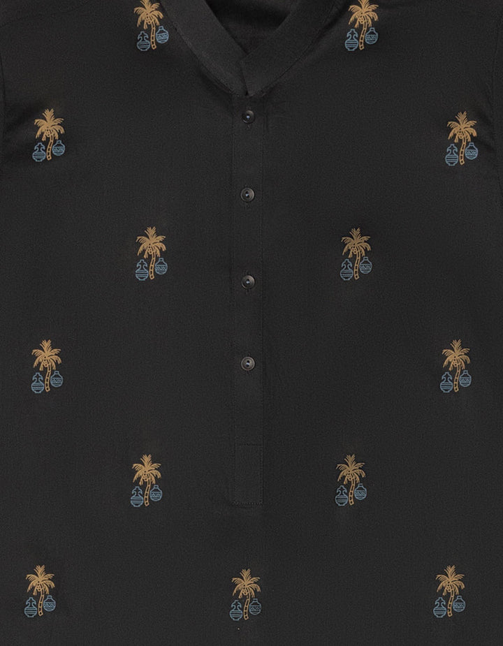 Cotton Black Kurta - J. Junaid Jamshed
