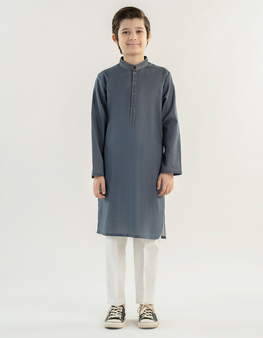 Cotton Grey Kurta - J. Junaid Jamshed