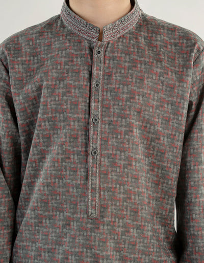 Cotton Grey Kurta - J. Junaid Jamshed