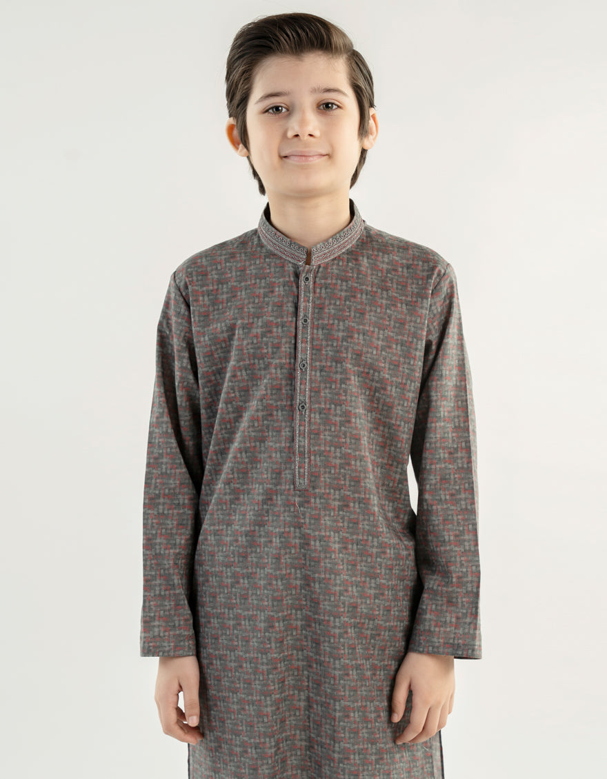 Cotton Grey Kurta - J. Junaid Jamshed