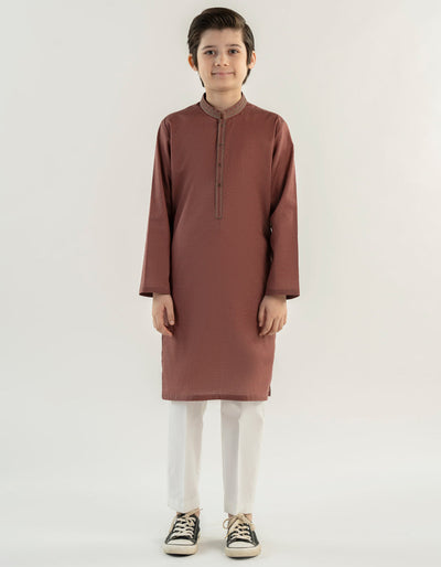 Cotton Red Kurta - J. Junaid Jamshed