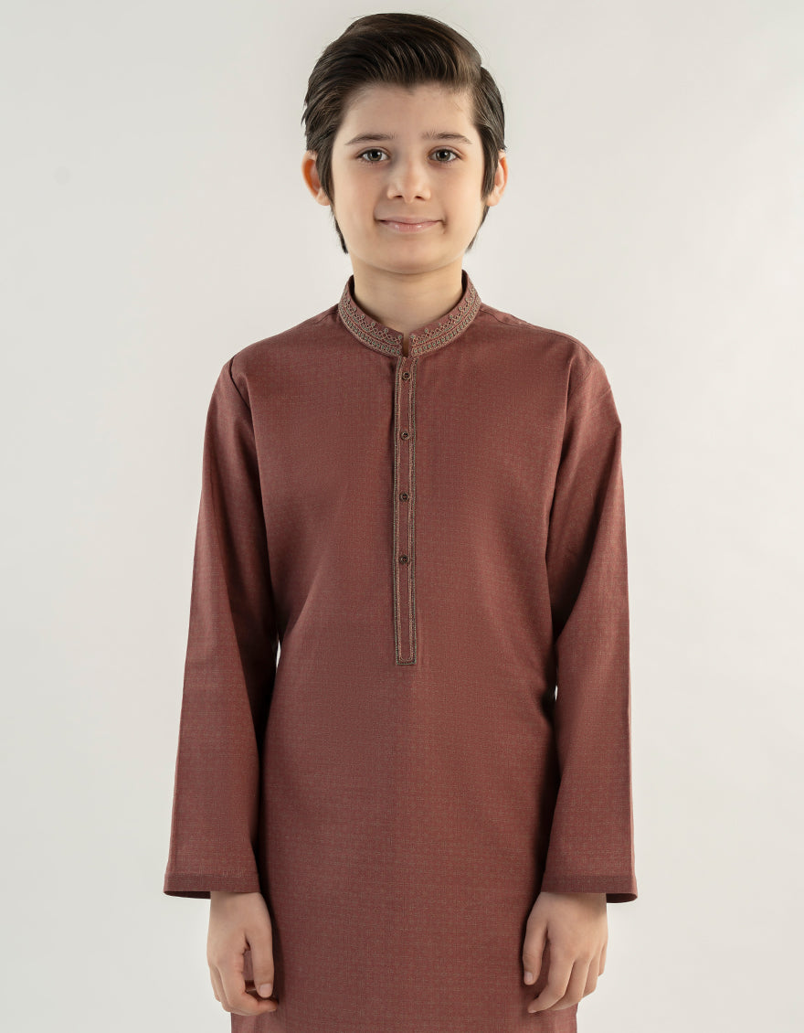 Cotton Red Kurta - J. Junaid Jamshed