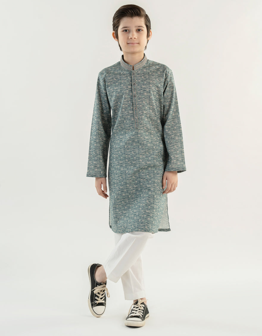 Cotton Green Kurta - J. Junaid Jamshed