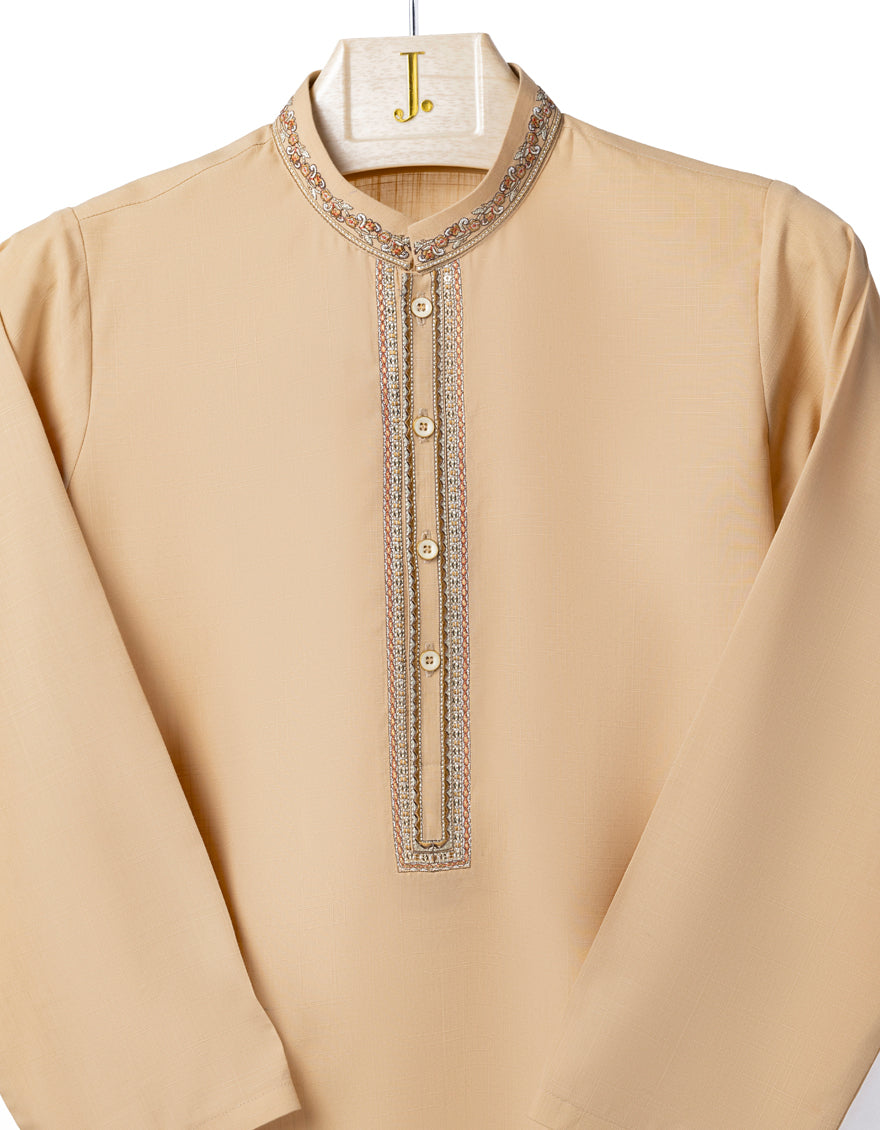 Blended Brown Stitched Suit - J. Junaid Jamshed