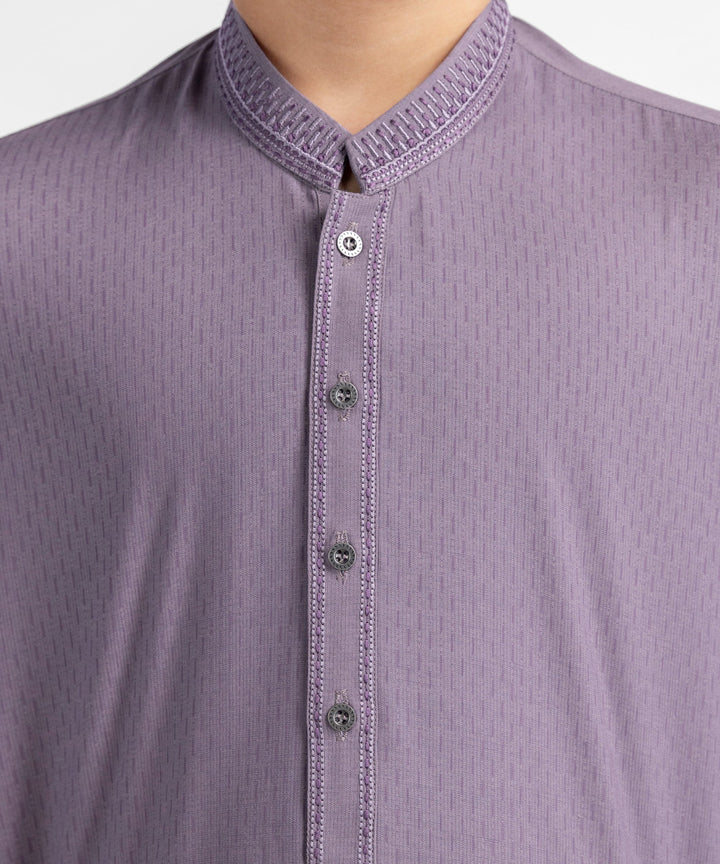 Blended Light Purple Kurta Trouser - J. Junaid Jamshed