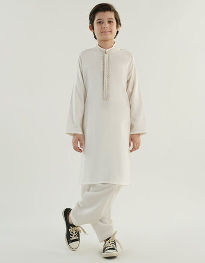 Blended White Shalwar Kameez - J. Junaid Jamshed