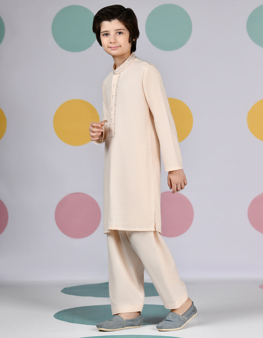 Blended Light Peach Shalwar Kameez - J. Junaid Jamshed