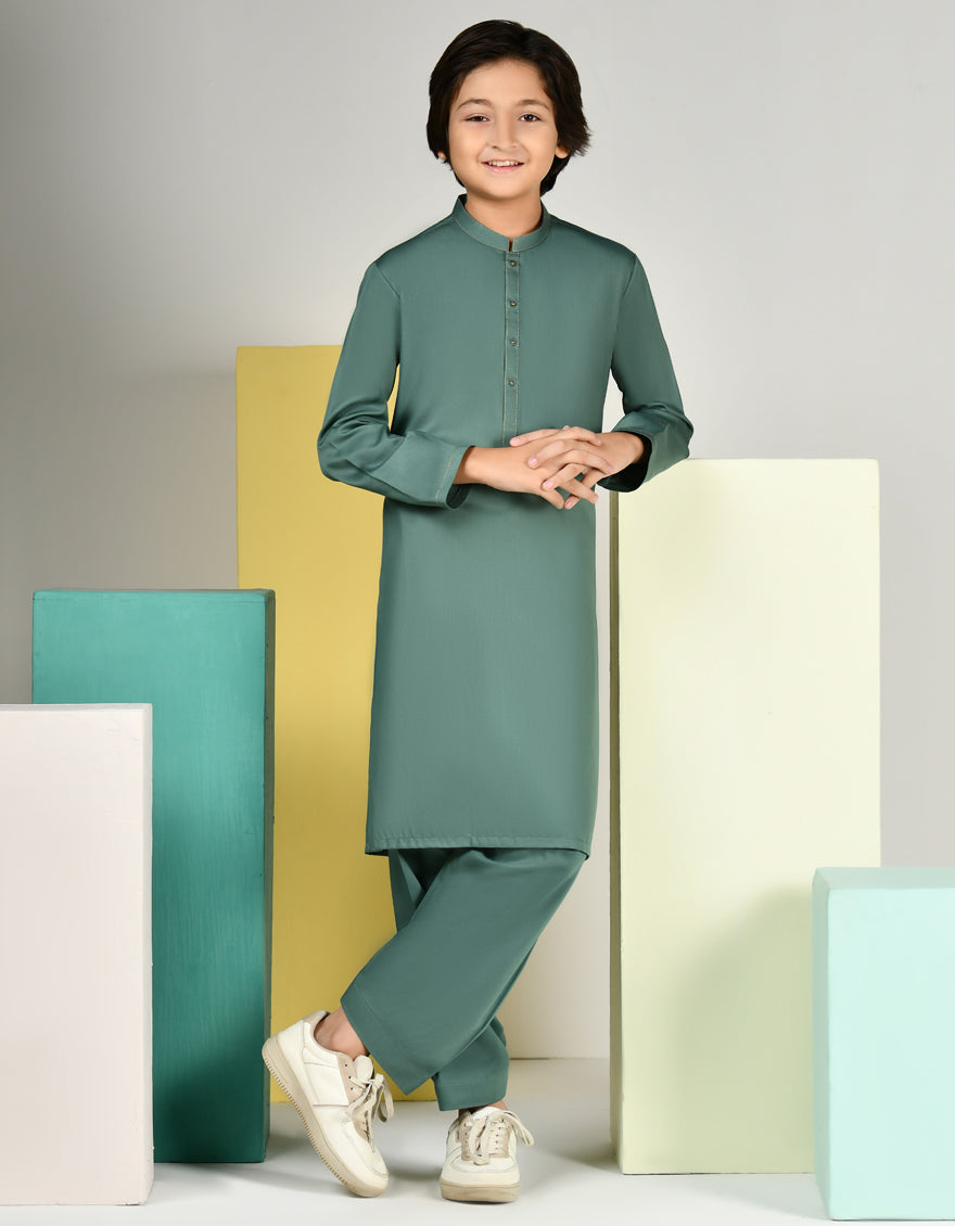 Blended Green Kameez Shalwar - J. Junaid Jamshed