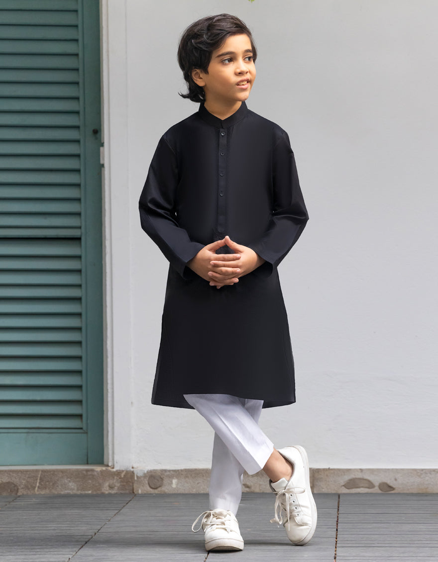 Cotton Black Kurta - J. Junaid Jamshed