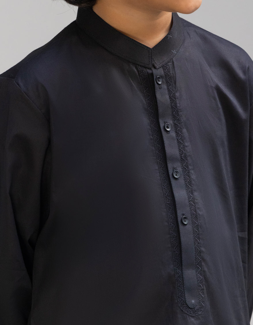 Cotton Black Kurta - J. Junaid Jamshed