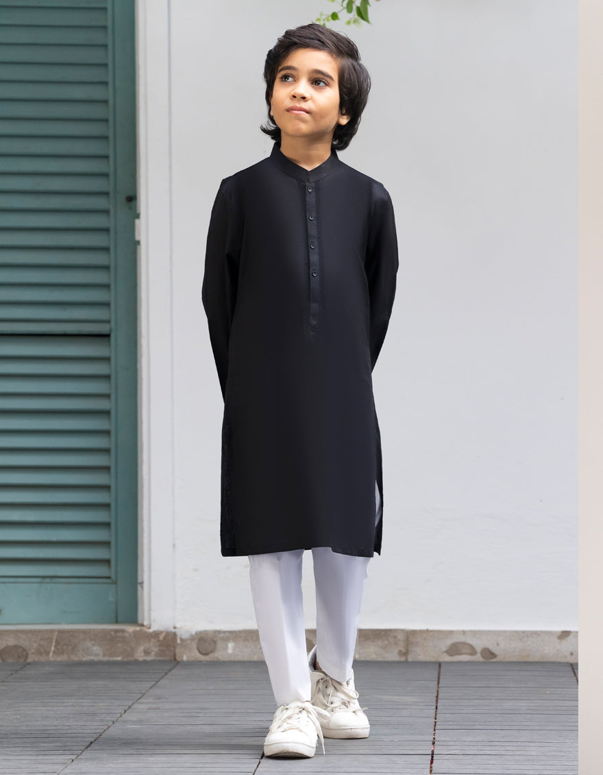 Cotton Black Kurta - J. Junaid Jamshed