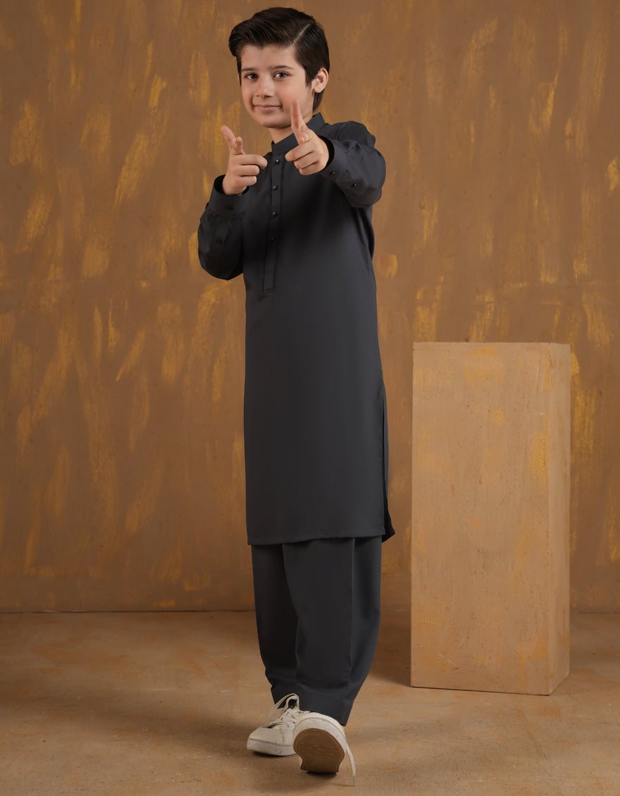 Blended Grey Shalwar Kameez - J. Junaid Jamshed