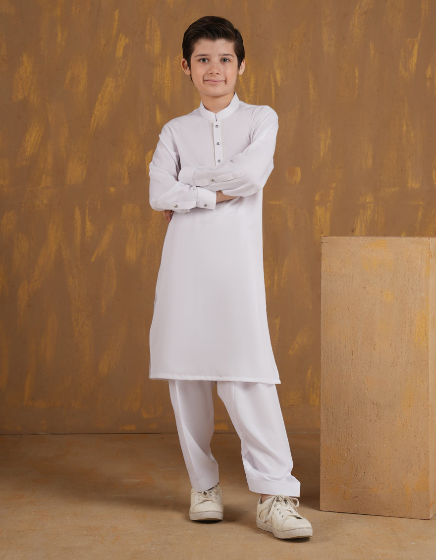 Blended White Shalwar Kameez - J. Junaid Jamshed