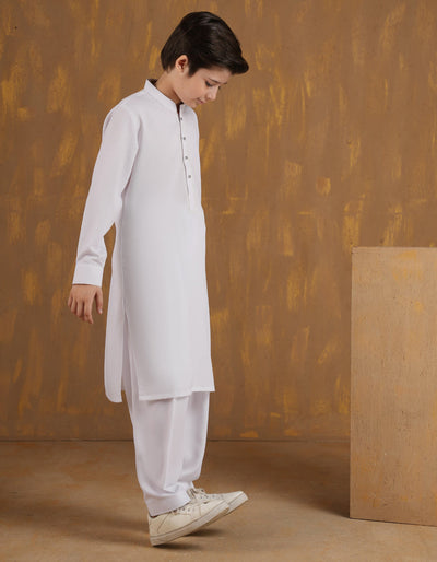 Blended White Shalwar Kameez - J. Junaid Jamshed