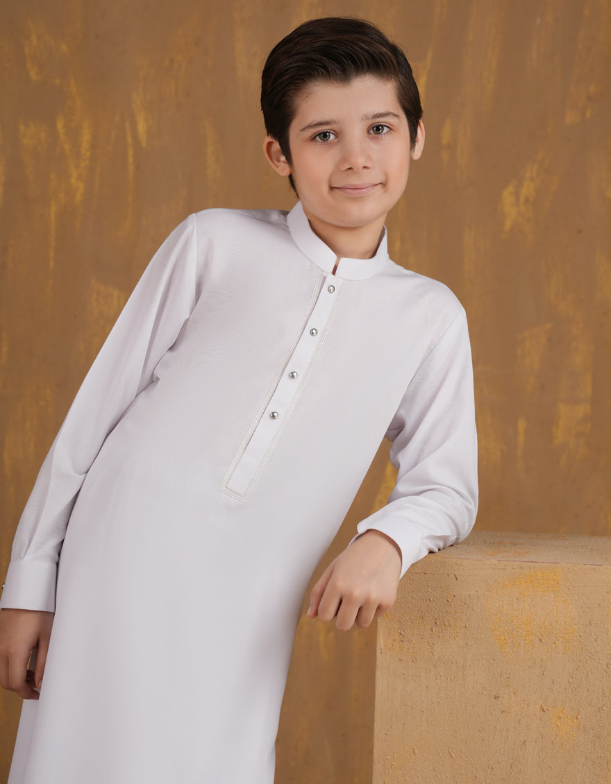 Blended White Shalwar Kameez - J. Junaid Jamshed