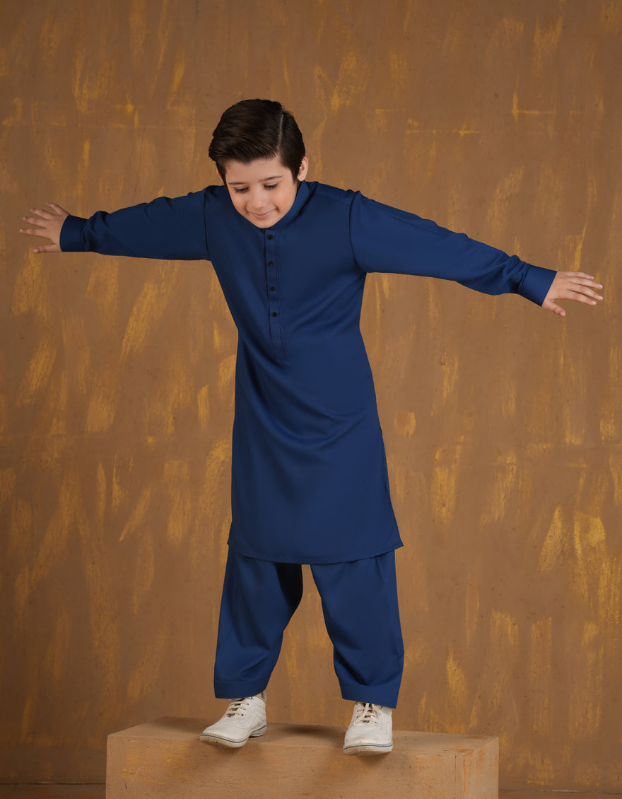 Blended Blue Shalwar Kameez - J. Junaid Jamshed