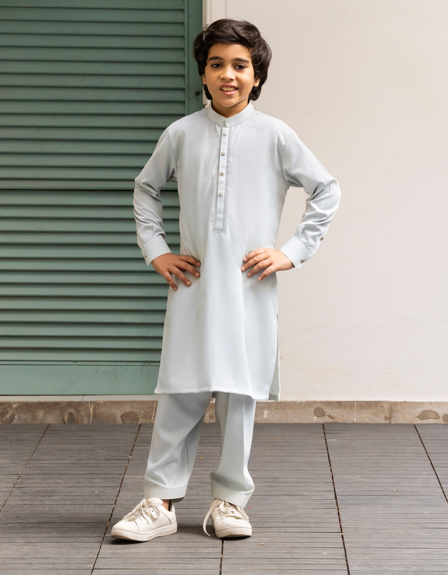 Blended Dull Sky Shalwar Kameez - J. Junaid Jamshed