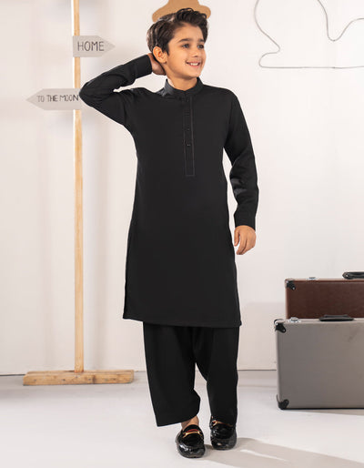 Blended Black Shalwar Kameez - J. Junaid Jamshed