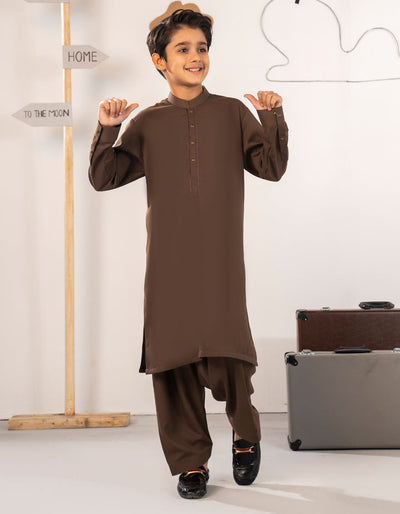 Blended Brown Shalwar Kameez - J. Junaid Jamshed