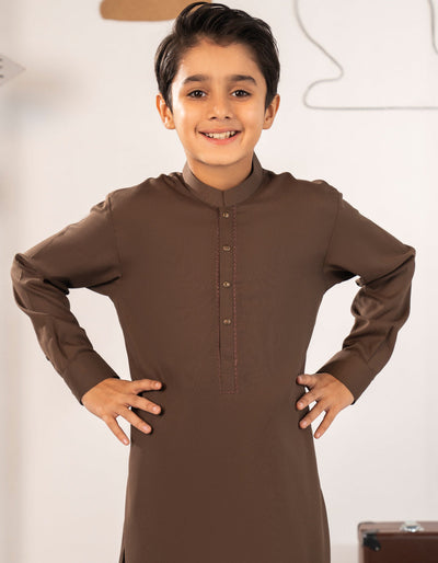 Blended Brown Shalwar Kameez - J. Junaid Jamshed