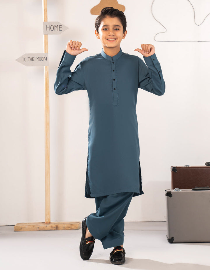 Blended Teal Shalwar Kameez - J. Junaid Jamshed