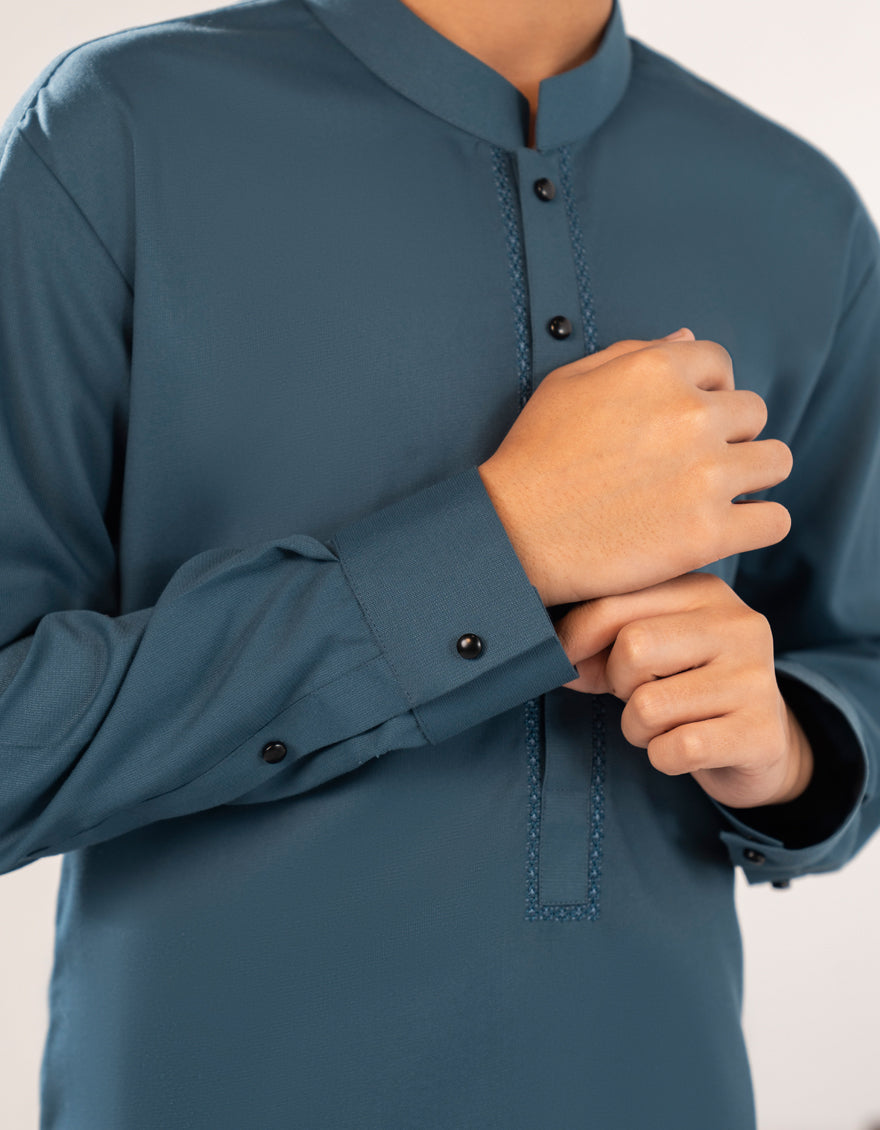 Blended Teal Shalwar Kameez - J. Junaid Jamshed