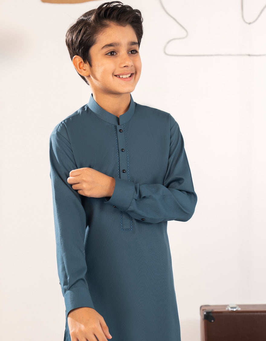 Blended Teal Shalwar Kameez - J. Junaid Jamshed