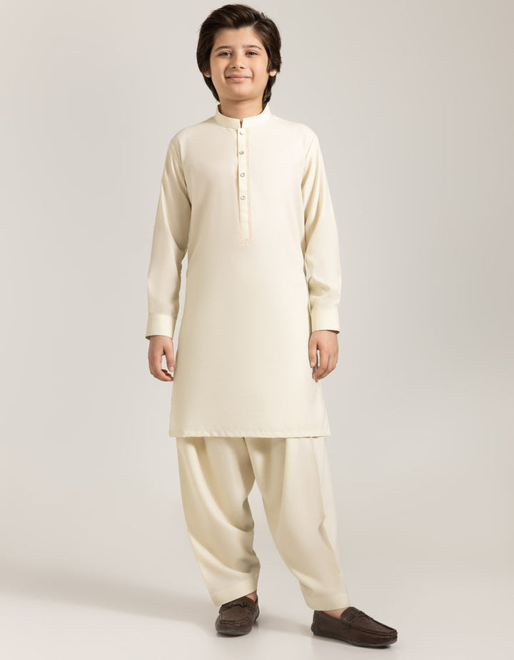 Blended Cream Shalwar Kameez - J. Junaid Jamshed