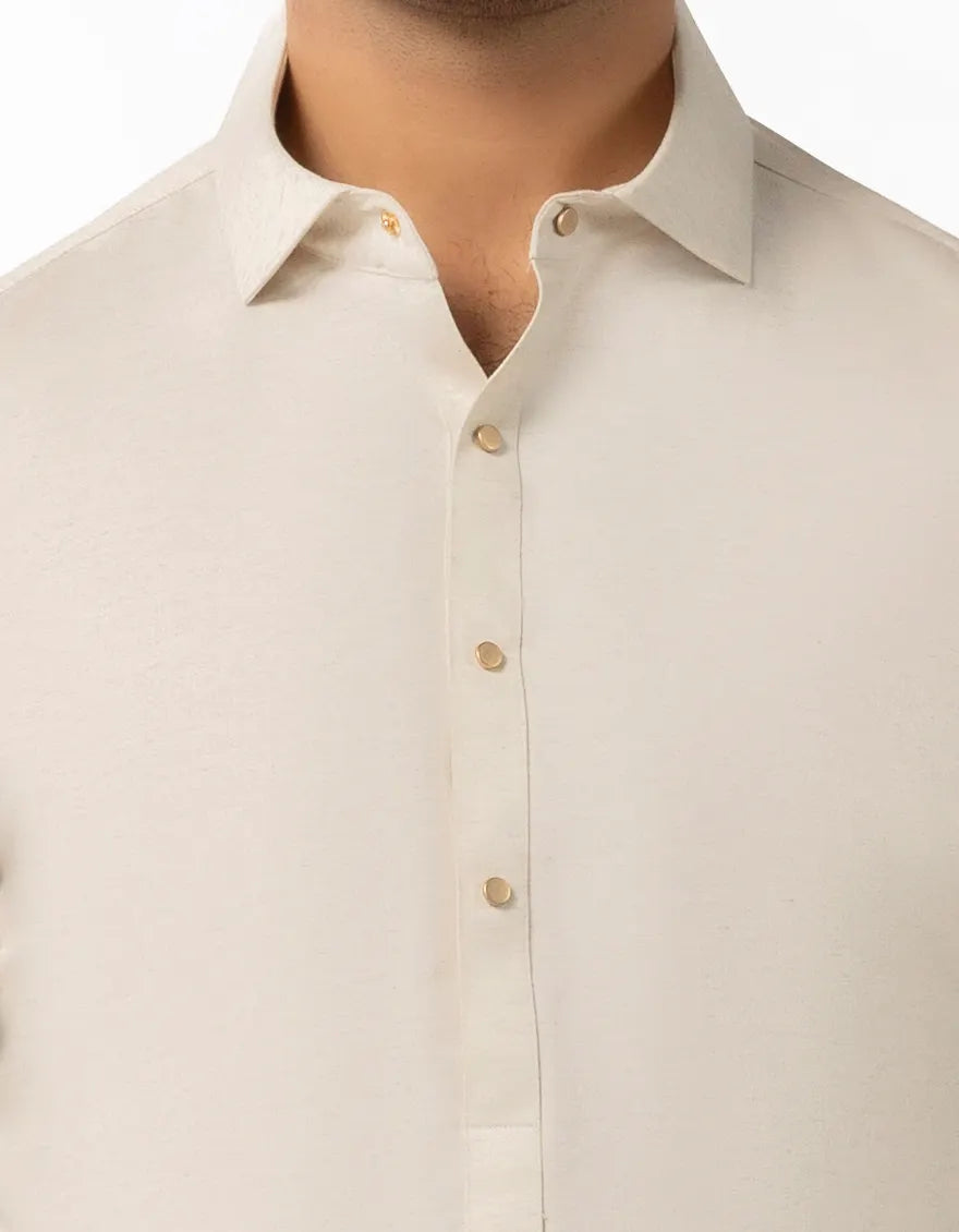 Blended Cream Shalwar Kameez  - J. Junaid Jamshed