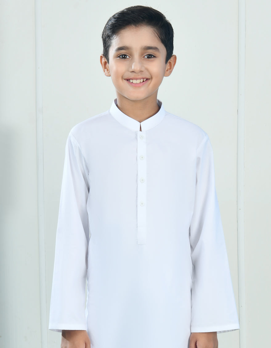 Cotton White Kameez Shalwar - J. Junaid Jamshed