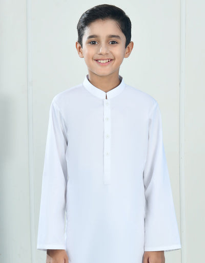 Cotton White Kameez Shalwar - J. Junaid Jamshed