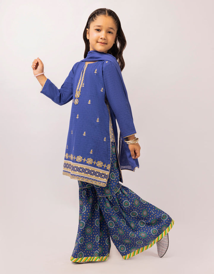 Dobby Blue Stitched Suit - J. Junaid Jamshed